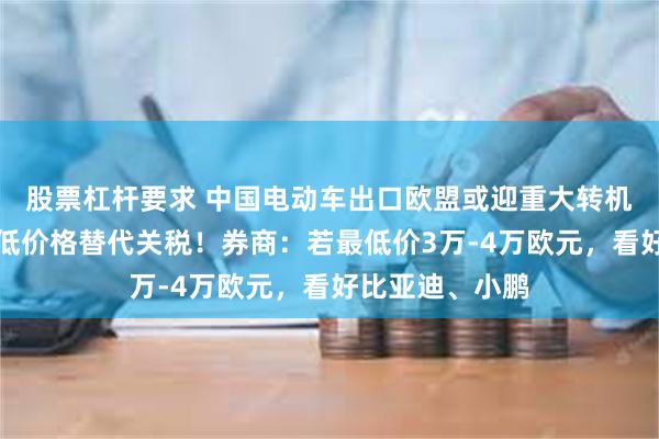 股票杠杆要求 中国电动车出口欧盟或迎重大转机，探讨设定最低价格替代关税！券商：若最低价3万-4万欧元，看好比亚迪、小鹏