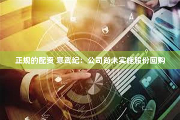 正规的配资 寒武纪：公司尚未实施股份回购