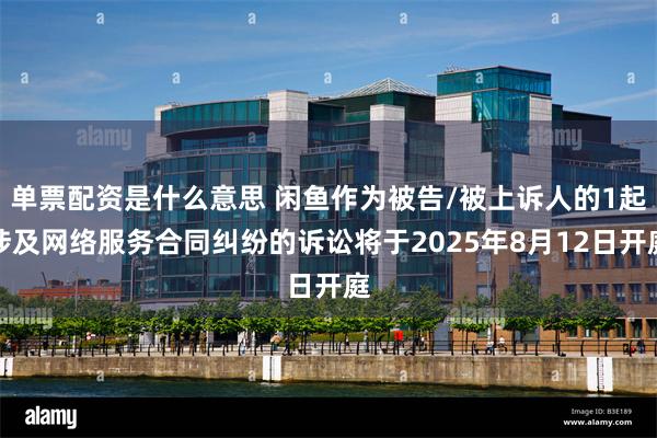 单票配资是什么意思 闲鱼作为被告/被上诉人的1起涉及网络服务合同纠纷的诉讼将于2025年8月12日开庭